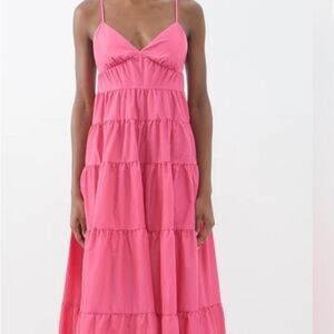 STAUD Vibrant Pink Tiered Maxi Dress